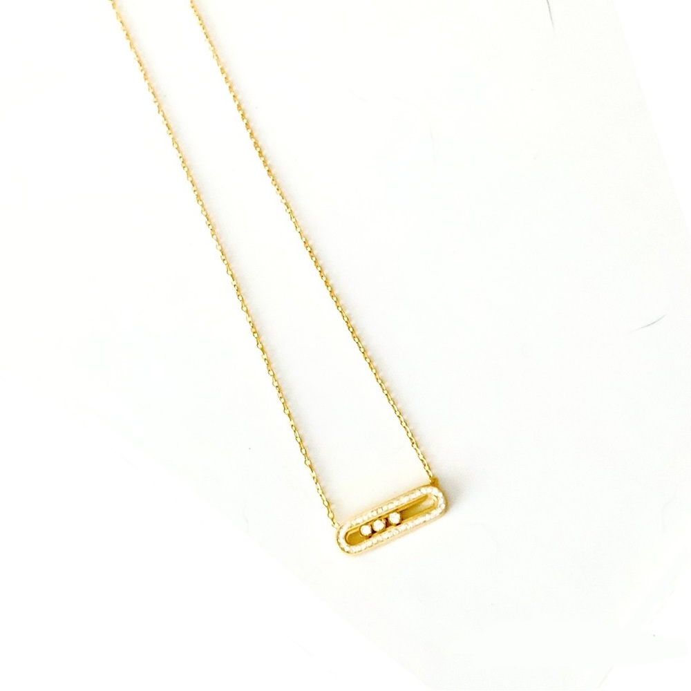 🆕 Gorgeous 18k Diamond Slider Oval Bar Necklace NWT - Picture 6 of 16
